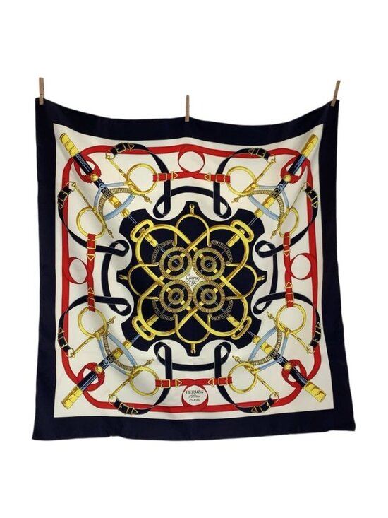 Hermes Accessories - Hermes Eperon Dor Golden Spurs Carre 90 Multicolor Silk Scarf